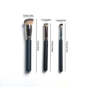3 Pack Foundation & Concealer Brush Set, Angled Makeup Brushes with Bonus Makeup Puff for Flawless Application
