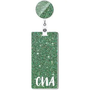 CNA Badge Buddy and Reel Set - Vertical Nurse Glitter Retractable Reels for  Gifts -  ID Name Card Holder Accessories