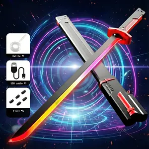 Cyberpunk SparkBlade 31.5" Neon Lightsaber with Real Spark & Smoke Effects 8-Color Streamer Sound for Rave Cosplay Ideal for Events