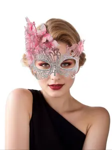 1 PC pink halloween Masquerade mask for women and girls - Mardi Gras butterfly mask for halloween Costume party