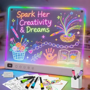 Led Drawing Board with 13 Light Effects, 16" Rechargeable Glow Doodle LED Note Board with Colors, Neon Light Up Drawing Tablet Gifts for Kids for Easter Birthday Christmas Gift Ideas