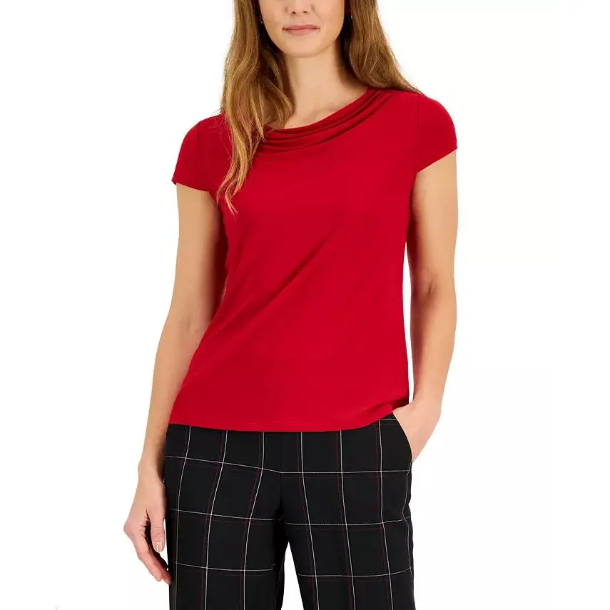 Women's Kasper Cowl-Neck Short-Sleeve Top
