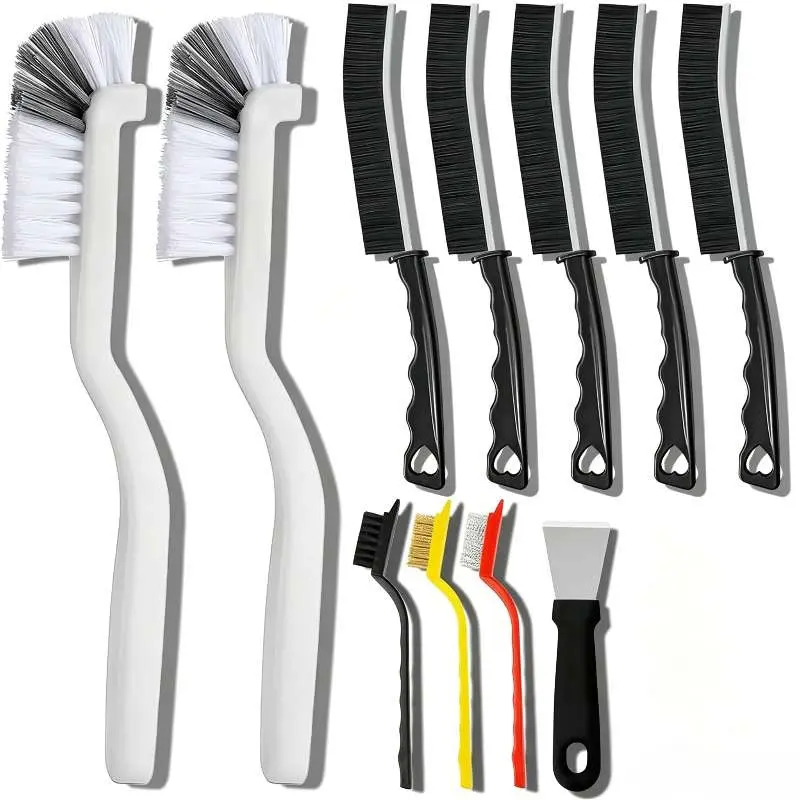 11Pcs Crevice Cleaning Brush Set – Hard Bristle Cleaning Supplies for Kitchen, Bathroom, Corner, Grout, Sink, Viral TikTok Deep Cleaning Must-Have, Remove Dirt & Grime, Satisfying Home Gadget Gift Utensils