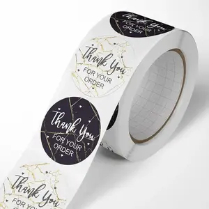 500pcs/roll Thank You Sticker, Marble Pattern Self Adhesive For Gift Wrapping, Adhesive Stickers