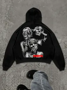 Unisex Hooded Sweatshirt with Graphic Print, Casual Fitted Design for Fall & Winter, Street Style Fashion for Daily Wear