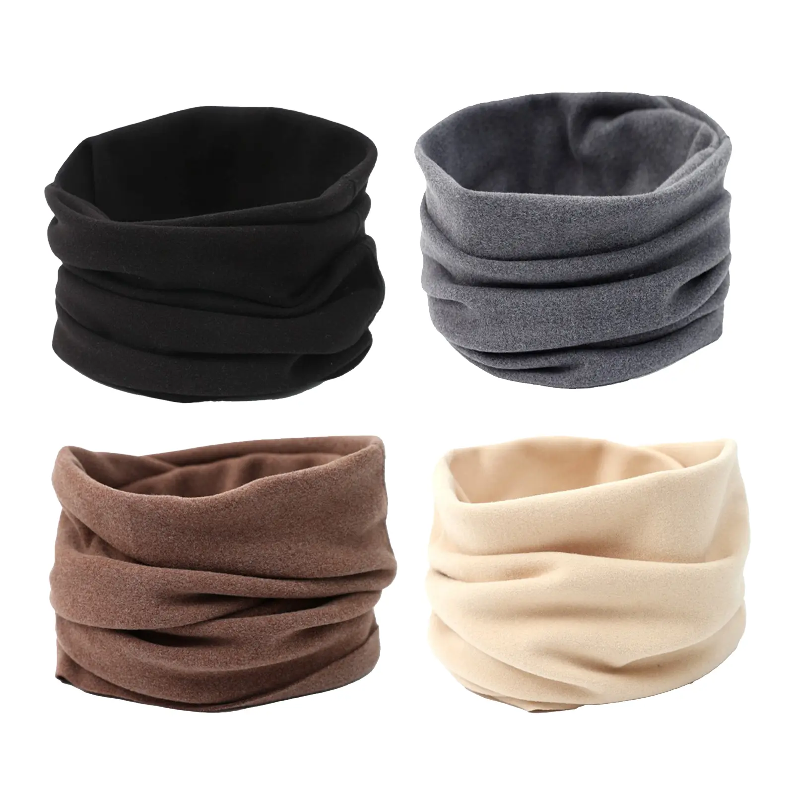 OIDEA 4-Pack Unisex Dralon Fabric Winter Neck Gaiter - Double-Layer Thick Fleece, Windproof, Heat-Retaining, Adjustable Size, Plain, 360° Coverage Cold Weather Face Cover Scarf for Commutes, Christmas Gift Set, Solid Colors, Breathing Feature Scarves, Bas