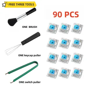 Mechanical Keyboard Switch Kit, Clicker & Replacement Keys, Pin Contact Design, Comes W/ Pullers & Brush Tools, Ideal for Customization