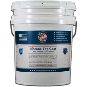 Countryman Coatings 100% Silicone Roof Coating - Restore Your Roof in a Day - Seal Leaks, Cracks, Seams, Penetrations - Adheres to All Surfaces (4.75 Gallon, Light Gray)