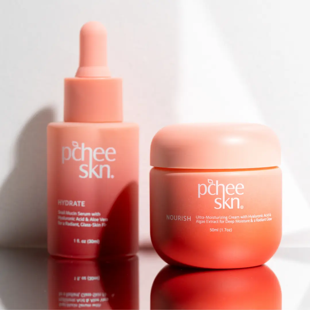 Glass-Skin Duo | Pchee Hydrate Face Serum with Snail Mucin and Pchee Nourish Face Moisturizer With Hyaluronic Acid