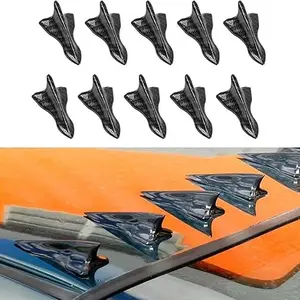 Air Vortex Generator Diffuser Shark Fin 10pcs Set Kit Compatible with Spoiler Roof Wing Pointed End Style Black