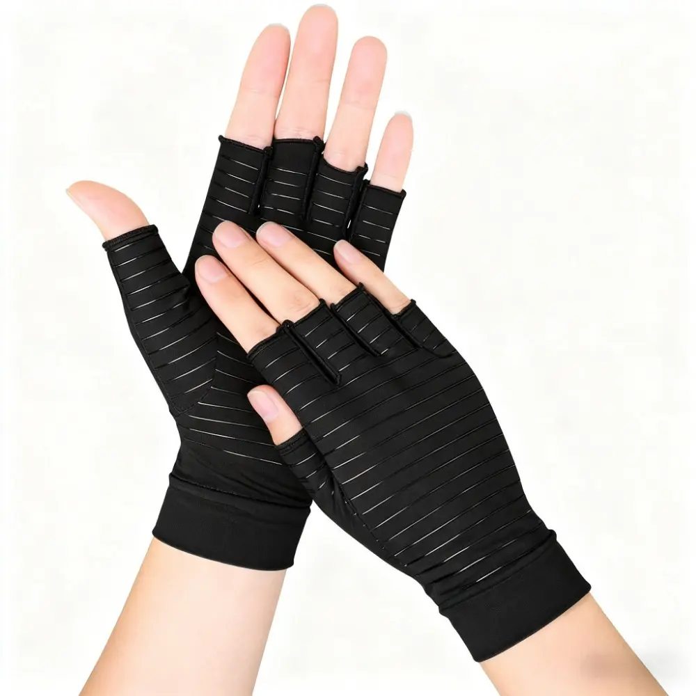 1 Pair Washable Arthritis-Friendly Finger-Focused Multi-Protective Anti-Slip Rubber-Coated Men's Gloves - Unisex Fingerless Design for Typing, Joint Pain Relief; Plus Unisex Knit Winter Beanies, Skull Caps, Summer Sport Denim Black Flatbill Baseball Hats,