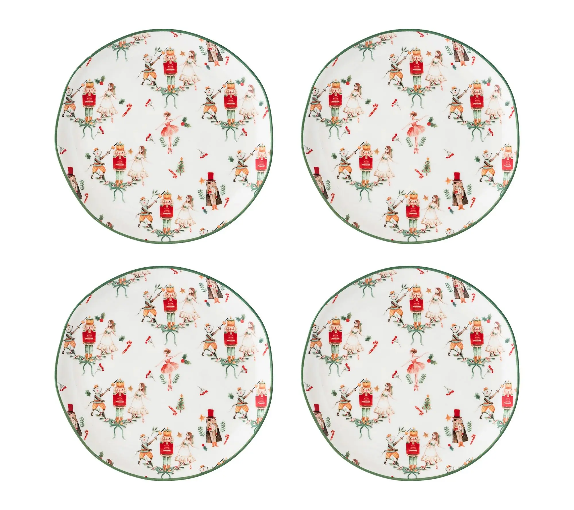10 Strawberry Street Set of 4 Bella Holiday Appetizer Plates