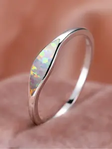 Minimalist Infinity Band Ring Faux Opal Simple Style Teardrop Bridal Rings for Women & Girls, Trendy All-match & Exquisite Jewelry for Birthday Gift（with Box）