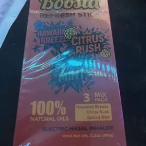 BOOSTA Electric Nasal Inhaler Stick,Eucalyptus Essential Oil ,Vapor Flow Technology,Cool Refreshing Sensation, Natural Mood Boost, Simple Ingredients,  Plant-Based Formula for Instant Energy & Nasal Congestion Relief - 3-Pack, Rapidly Combat Drowsiness
