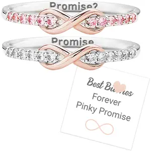 2PCS Mother's Day Forever Pinky Promise Infinity Rings, Best B Besties Matching Open Band Rings, Best Friends Forever Bff Friendship Ring, Dainty Jewelry Gift for Women, Friendship, Birthday Jewelry Gift