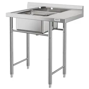 GARVEE Stainless Steel Utility Sink Collection: Versatile Commercial Kitchen Sinks for Laundry, Garage, and Outdoor Use, Featuring Single, Double, and Triple Compartments with Drainboards - Bowl Sizes Include 18" L x 16" W x 9" H and 16" L x 14" W x 9" H