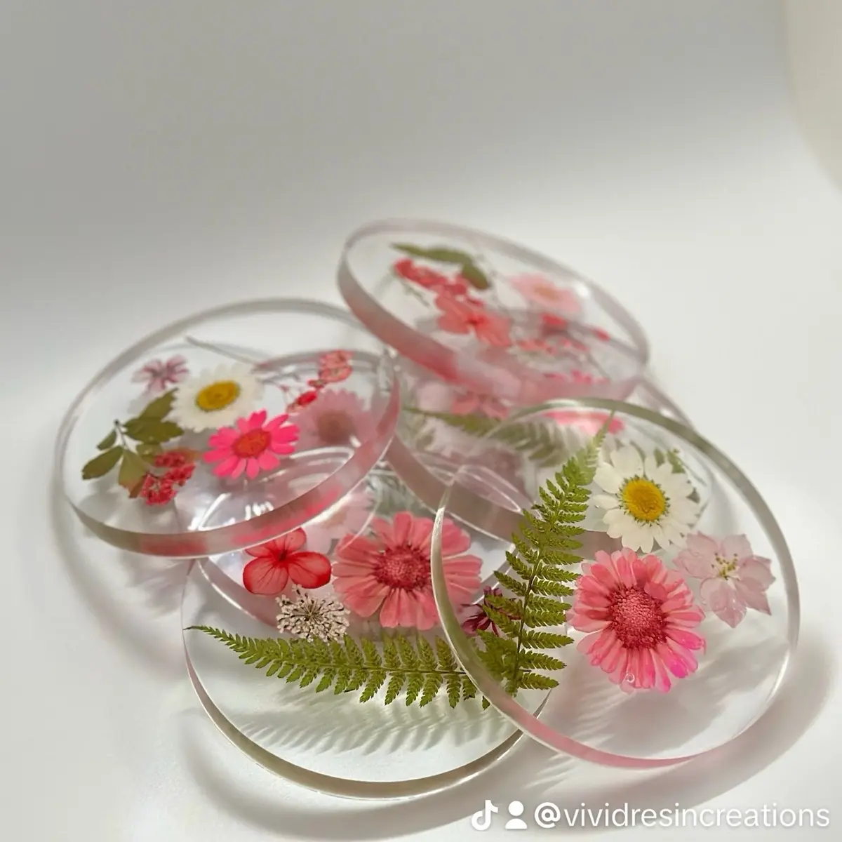 Flower Resin Coasters Set of 4