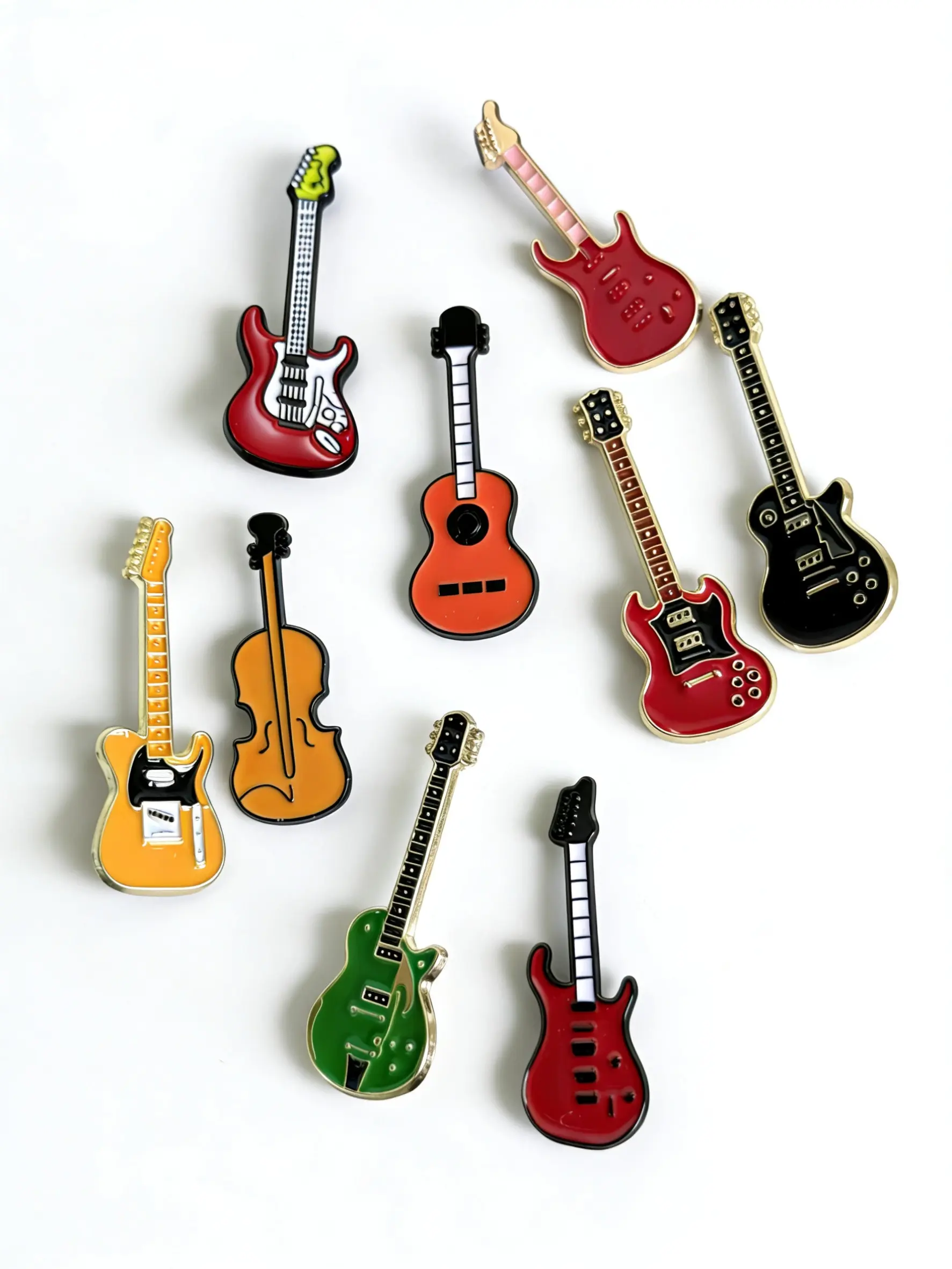 9pcs Vintage Electric Guitar Brooch Pins Set, Alloy Brooch Pin, Gift Box Packaging, Perfect for Graduation, Birthdays, Fashion Badges, All Seasons Style, Jewelry, Fashion Accessory