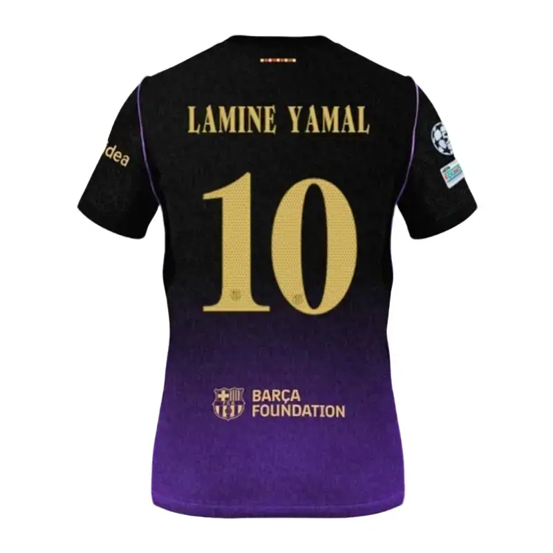Unisex Barcelona kit Soccer Jersey Black and Purple Striped Soccer Mamba Mentality Jersey #10 Yamal Fan Style Football Shirt 26 27