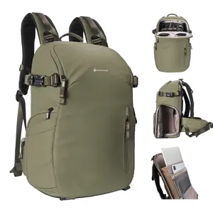 Vlogging Camera Backpack, Waterproof Travel Backpack with Laptop Compartment & Tripod Holder, Mic-friendly Organized for Content Creator Tools, Compatible with Canon Nikon Sony DSLR