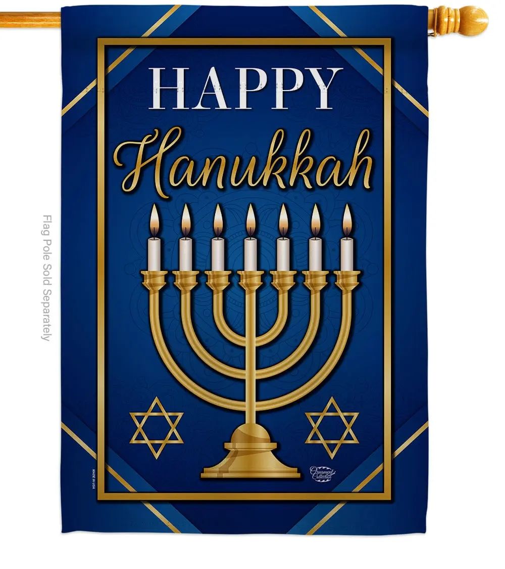 28 x 40 in. Happy Hanukkah House Flag with Winter Double-Sided Decorative Vertical Flags Decoration Banner Garden Yard Gift