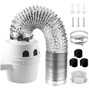 ?UPGRADED?TDIDVKZW Indoor dryer vent kit 10  3 In 1 Filter Bucket with 4 Inch Proflex Ducting Hose for Electric Dryers by