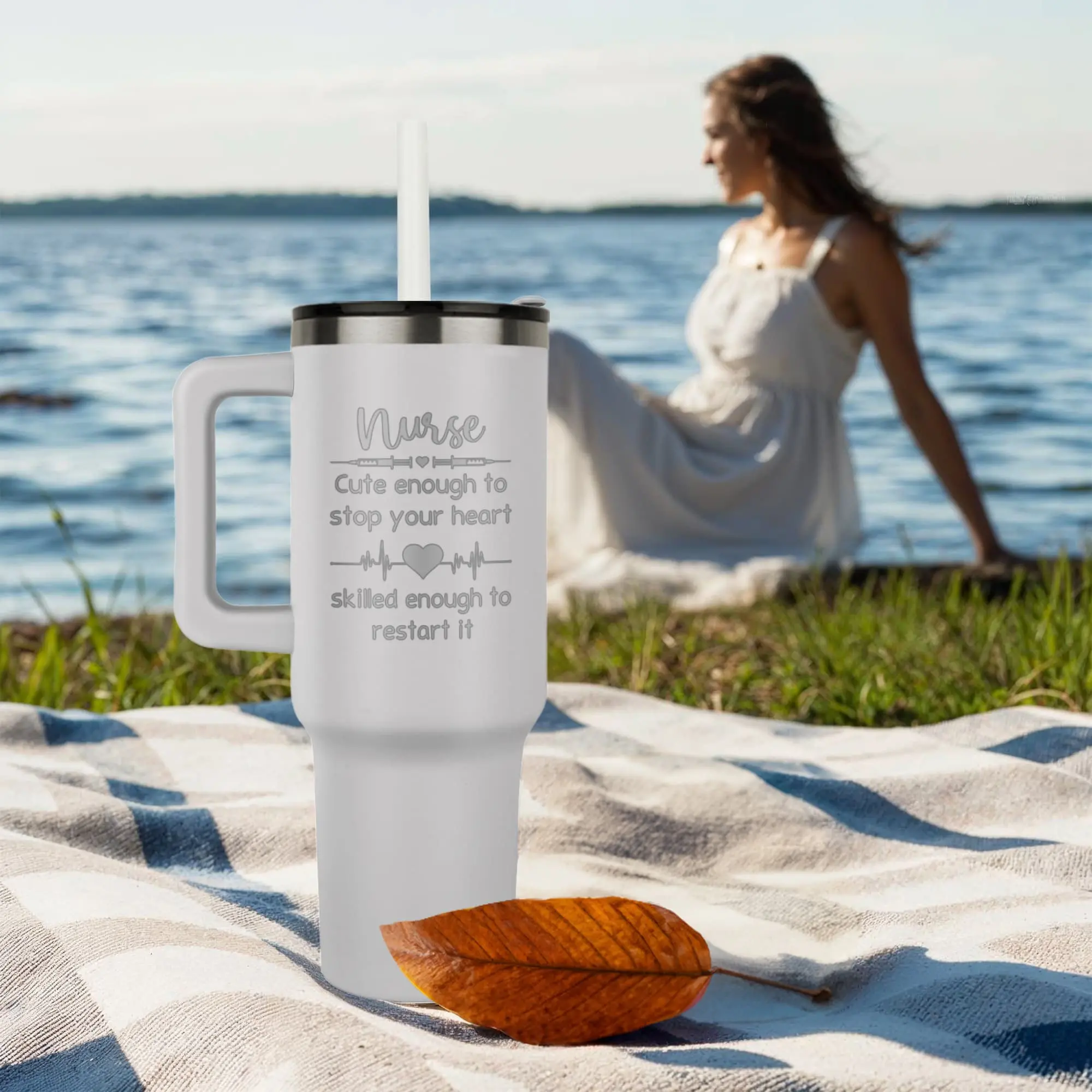 Stainless Steel Reusable Vacuum Flask Tumbler Water Bottle - Portable, Double Wall Insulation, Matte Finish, 1000-2000ml (40oz), Airtight Cap, Handle-Included, Colder Hotter Longer, Personalised Laser Engraved Nurse Gift, Water Bottles
