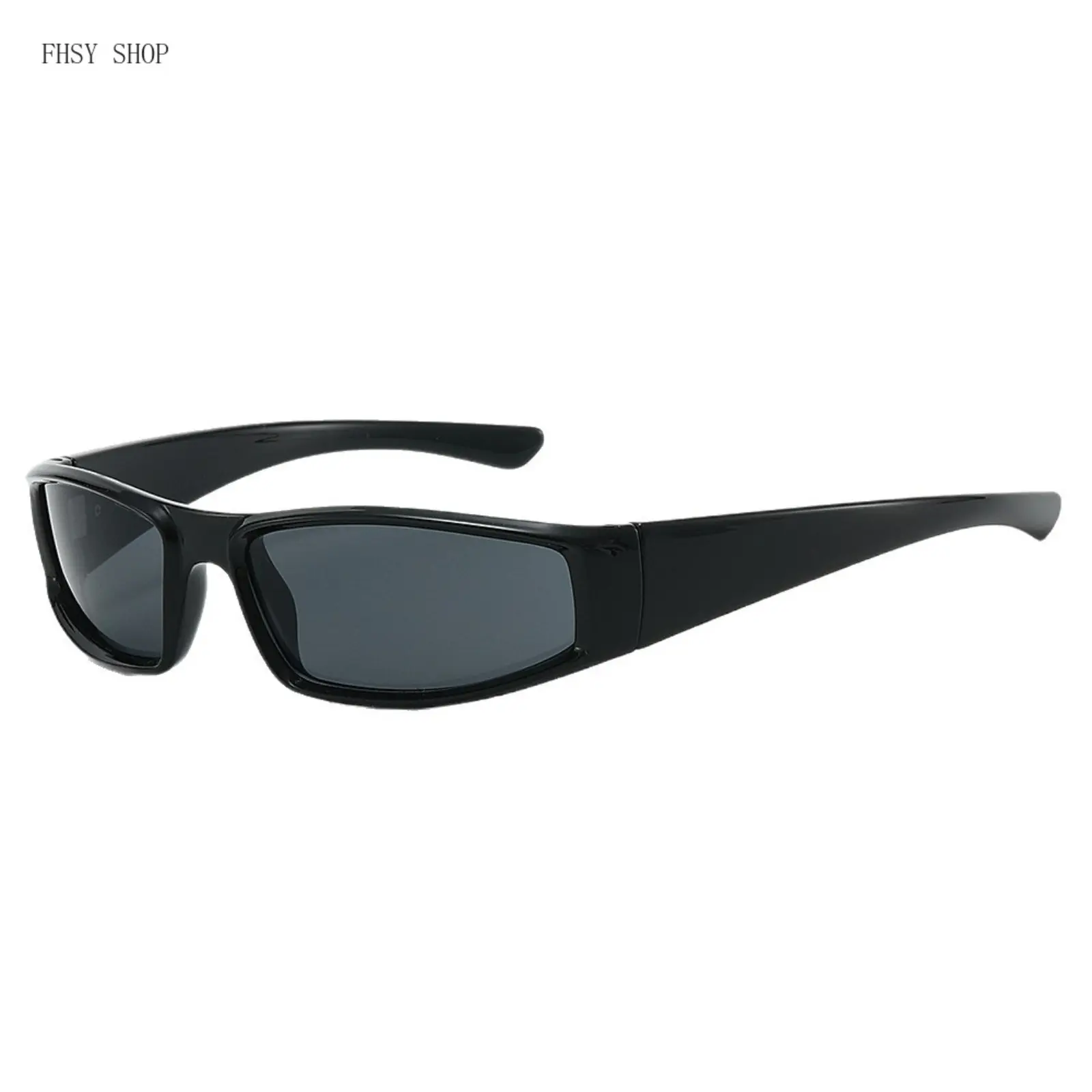 FHSY SHOP Wrap-Around Y2K Sunglasses Black Narrow Frame UV400 Protection Retro 2000s Style Lightweight Anti-Glare Eyewear for Men Women Streetwear Daily Wear Trendy Sun Glasses LED Light Blocking Stickers