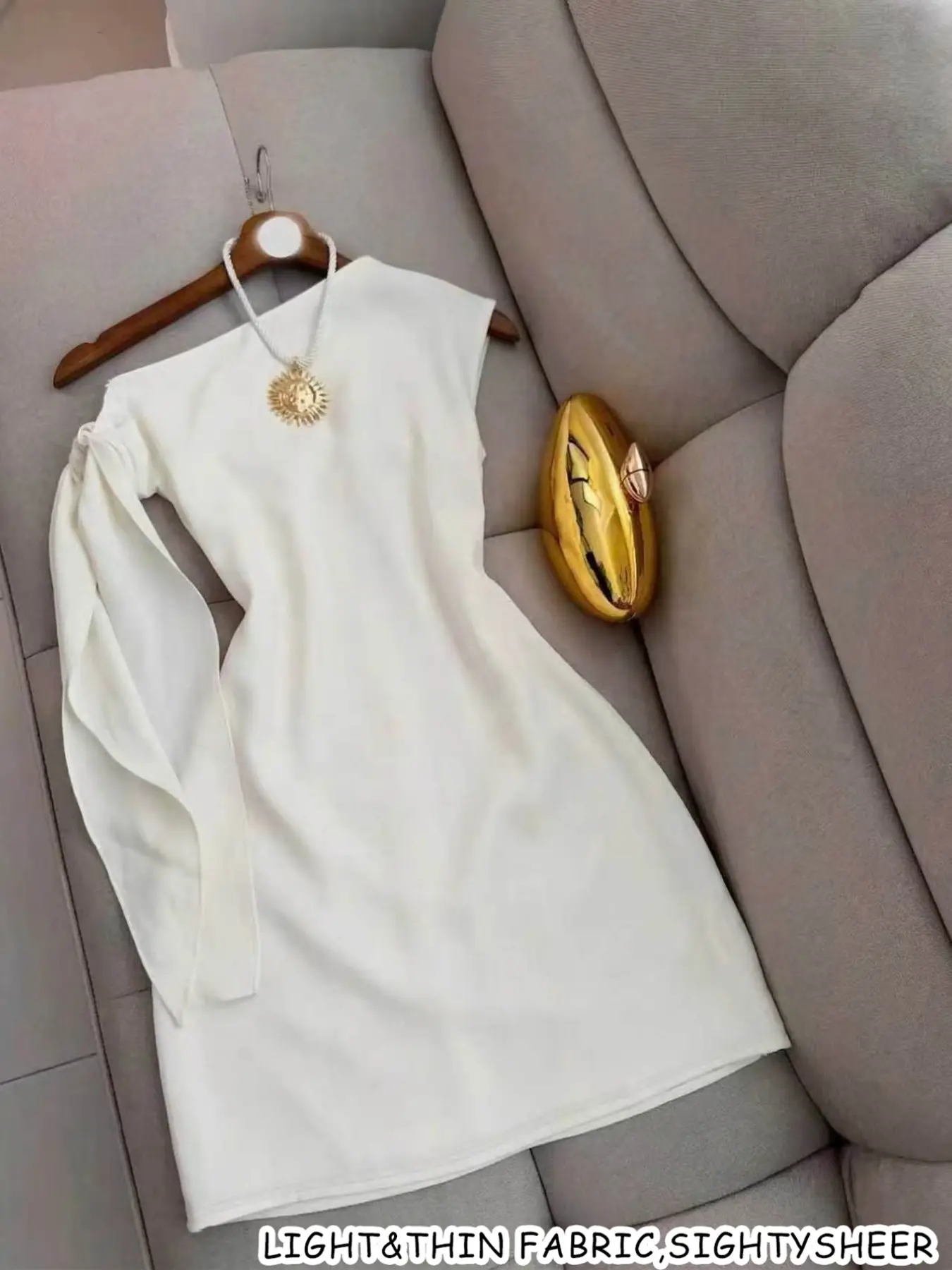 Unique Women's Soft Knit One-Shoulder Fitted Summer Dress with Tie Side Design, Slim-Fit Asymmetrical Neckline Short Dress for Daily, Everyday and Casual Wear, Fashionable and Stylish Clothes