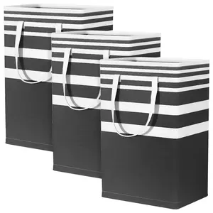 3Pack Large Laundry Basket, 75L Freestanding Waterproof Laundry Basket, Collapsible Storage Box with Easy Carry Handle, Suitable for Home and Dormitory Clothes, Towels and Toys Gradient(Black，75L)