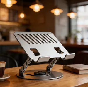 360° Rotating Foldable Laptop Stand, Adjustable Portable Riser with Dual Rotary Shaft for 10-17.3" Laptops & MacBook