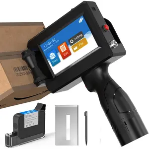 Handheld Inkjet Printer with LED Touch Screen, Quick-Drying Inkjet Coding Machine for Date, Logo, Barcode, Number and Label Printing (Support 14 Languages & 3 Print Precision Levels)