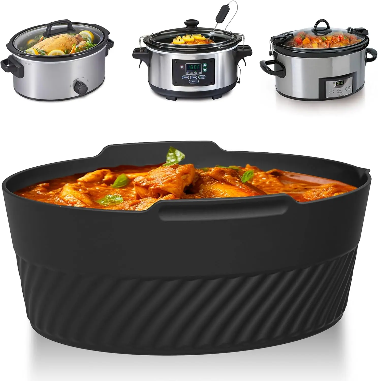 Silicone Slow Cooker Liners fit Crock Pot 6 QT,Maywe Tanso Crock Pot Liners For 6 Quart Oval or Round Slow Cookers,Reusable & Leakproof Silicone Slow Cooker Liner For Crockpot,Dishwasher Safe BPA Free