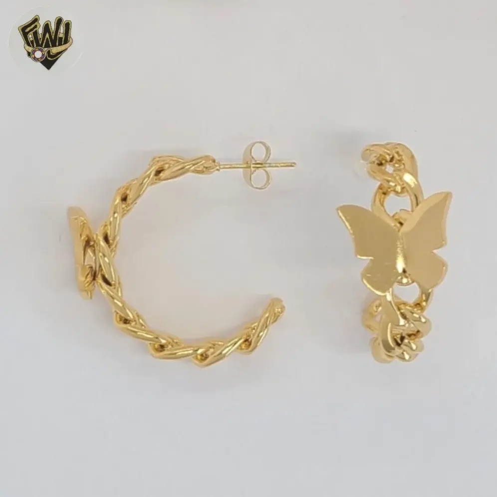 FWJ - STAINLESS STEEL JEWELRY-BUTTERFLY HALF HOOPS