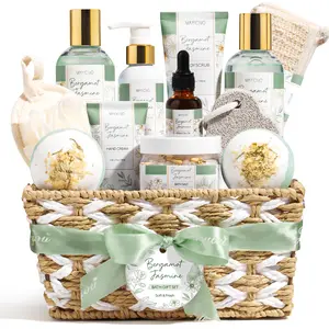 Mayicivo Valentine's Day Gifts for Women, Bergamot Jasmine Relaxing Spa Gift Baskets for Women Self Care Package Bath Gift Set, Home Bath and Body Kit Pampering Gifts for Womens Mom Her Friends Sister Wife