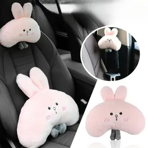 Woman Girl Neck Cushion Rabbit Car Accessories Seat Belt Shoulder Pad Animal Cervical Pillow Universal Headrest Cute Neck Pillow