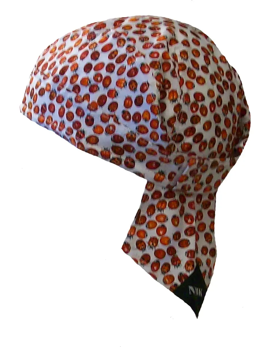 lady bug cotton Doo Rag NO SWEATBAND Velcro closure headwrap skull cap helmet liner durag
