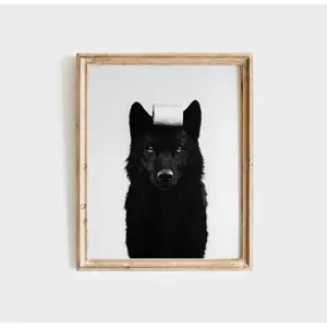 Black Wolf Poster Animal Bathroom Poster Wolf Gift Wolf Print Art Bathroom Wall Decor Poster black and white Bathroom Print