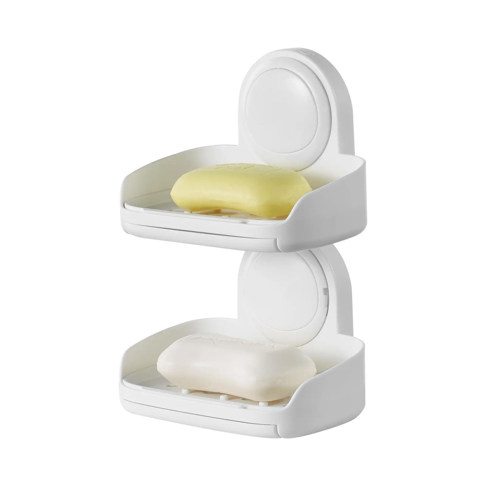 VEVOR Soap Holder for Shower,  Double Layer with Suction Cup, Wall Mounted NO-Drilling, Strong Suction Bar Soap Sponge Holder, Self Draining Soap Saver, for Shower Bathroom Bathtub Kitchen, Removable