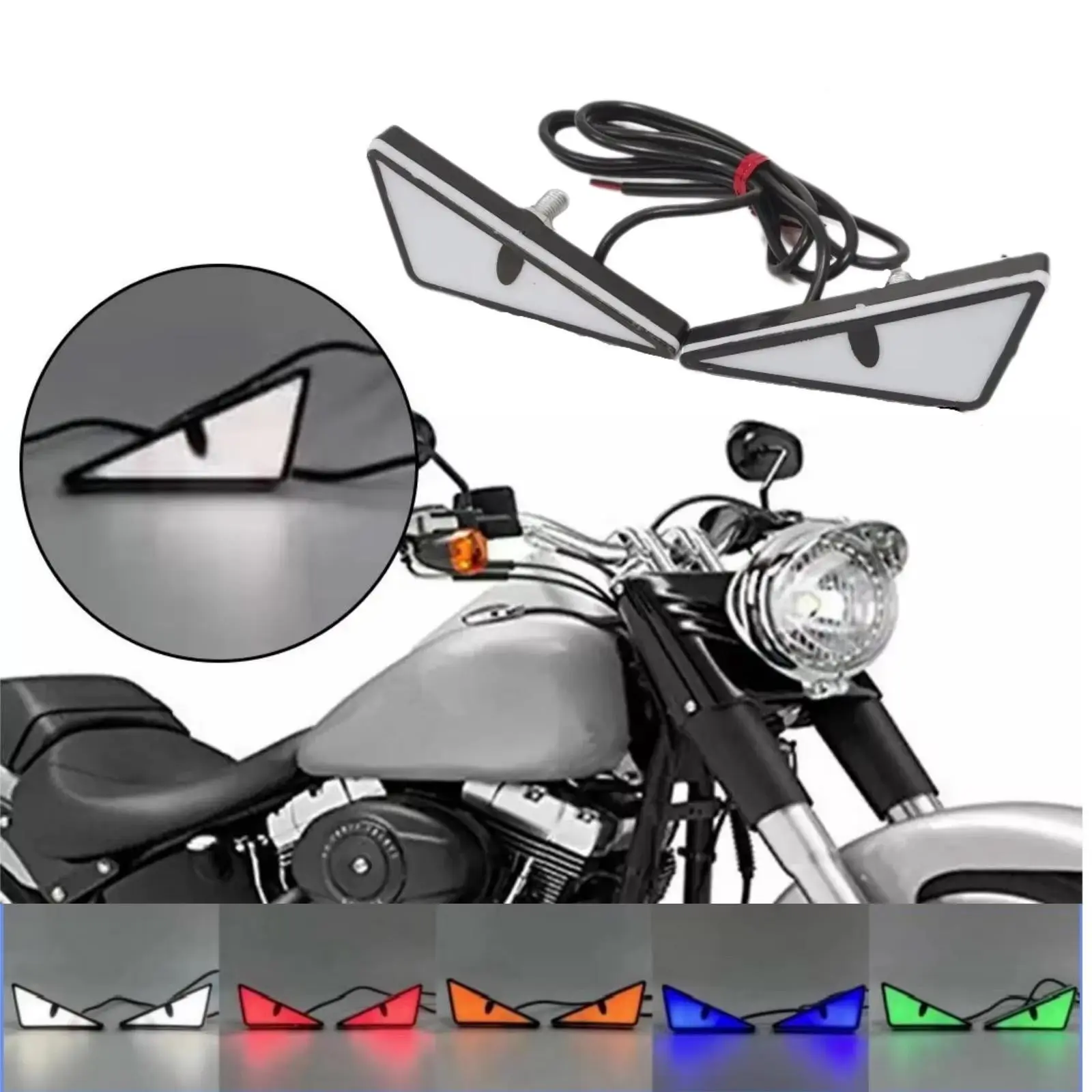 FCCEMC Universal Motorcycle LED Devil'Eyes Lights Demon Eyes Headlight Motorcycle Mini Projector Lens Lamp Car Decoration Lights