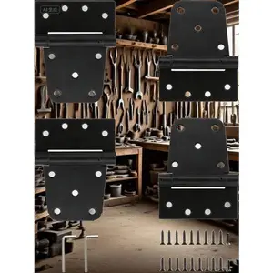 Heavy Duty Automatic Gate Hinges 3-1/2" Self-Closing Spring Steel, Black Finish with Screws 4-Pack for Wood Fence Vinyl Shed Door, No Glue Needed, Reusable, Durable Rust-Resistant Hinges adjustable  door  hinge