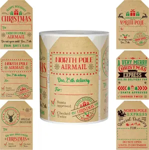 2 * 3 Inch Christmas Stickers Adhesive  Labels Self Adhesive  Tags for Christmas Presents 200 count  Paper Name Tags Writable Labels for Xmas