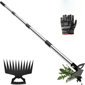 2-In-1 Stainless Steel Garden Hoe, Includes Gloves, Long Handle Weed Puller Tool with Sharp Teeth, Ideal for Gardening, Durable Gardening Tools