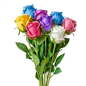 Extra Long Stem Artificial Roses Buds Assorted Color 12 Pcs - 24" Roses