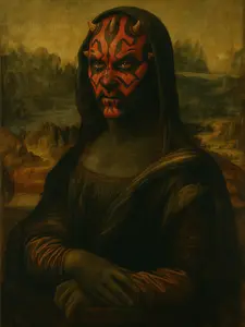 Sith-Inspired Red Mona Mask Meme Theme Poster, Artistic Photo Print on Archival Paper, Multi-Size Wall Decoration, Home Room Decor, Triangle Box Packaging