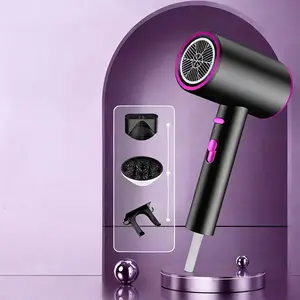 Portable negative ion hair dryer, high-speed hair dryer, three-speed and four-temperature model, travel hair dryer for home use, salon use, white hair dryer, fast drying ion hair dryer