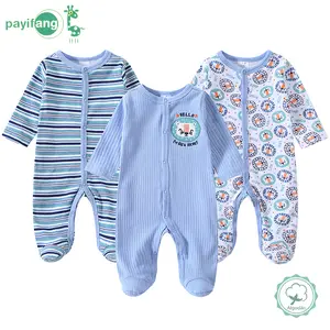 Two-piece baby long-sleeved one-piece dress, cotton baby boy clothing, cartoon animal-style newborn clothing, hospital birth supplies