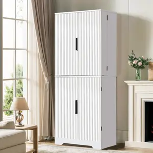 Modern Farmhouse Kitchen Pantry Cabinet with Large Capacity Storage Freestanding Cupboard for Dining & Living Rooms Easy Assembly