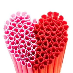 50pcs Heart-Shaped Red & Pink Individually Wrapped Straws for Valentine's Day Gifts, Date Nights, Anniversaries, Romantic Parties, Wedding Decor (8mm)