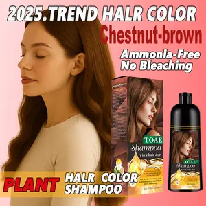TOAE 3in1 Hair Color Shampoo, Hair Dye Shampoo, Instant Grey Hair Coverage, Wine Red, Chestnut Brown, Golden Brown ,Grey,Natural Black, Perfect Gifts for Women&Men Gentle Haircare hair dye shampoo Trfj/Chestnut-Brown 3-in-1